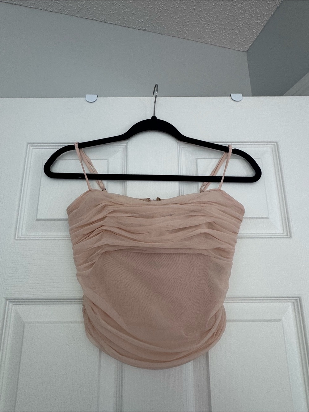Ten by BABATON Women's Blush Pink Ruched Mesh Cami Tank Top